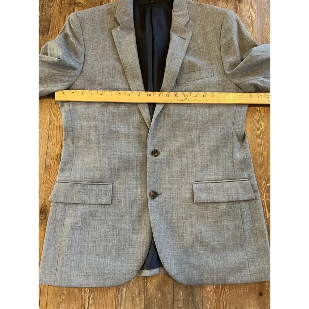 Voyager x J. Crew 365 Thompson Sport Coat 100% Wool Light Gray Suit Jacket 40R
